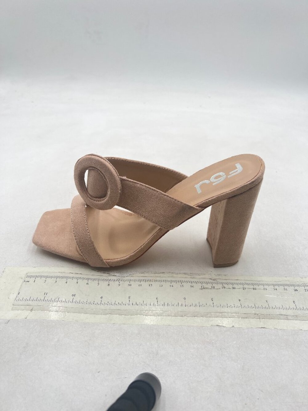 FSJ Nude Open Toe Chunky High Heels Mules Slip On Summer Dressy Shoes
